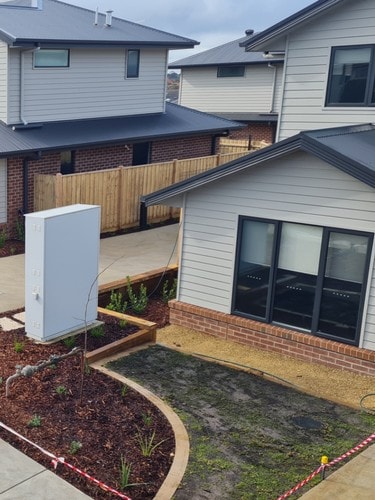 Regional south-west Victoria social housing — townhouses with landscaping